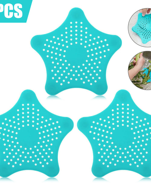 Load image into Gallery viewer, 3PCS Silicone Starfish-shaped Sink Drain Filter Bathtub Hair Catcher Stopper Drain Hole Filter Strainer For Bathroom Kitchen Toilet
