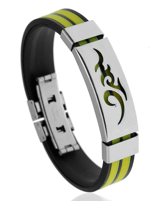 Load image into Gallery viewer, Fire Cloud Flame Men&#39;s Silicone Stainless Steel Bracelet
