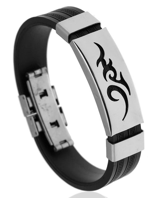 Load image into Gallery viewer, Fire Cloud Flame Men&#39;s Silicone Stainless Steel Bracelet
