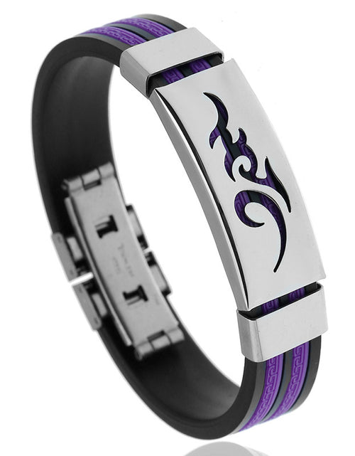 Load image into Gallery viewer, Fire Cloud Flame Men&#39;s Silicone Stainless Steel Bracelet
