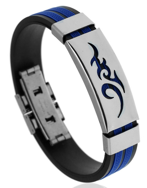 Load image into Gallery viewer, Fire Cloud Flame Men&#39;s Silicone Stainless Steel Bracelet
