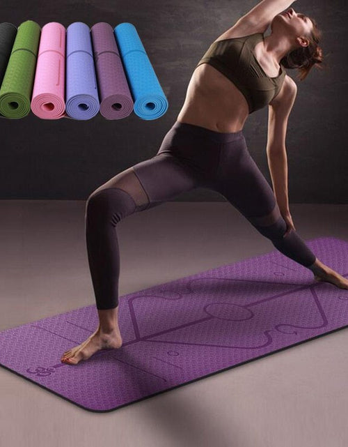 Load image into Gallery viewer, Non Slip TPE Yoga Mat Position Line Beginner
