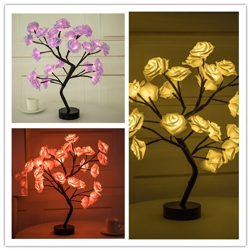 Load image into Gallery viewer, Rose Flower Lamp USB Battery Operated LED Table Lamp Bonsai Tree Night Lights Garland Bedroom Decoration Lights Home Decor
