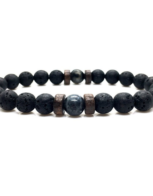 Load image into Gallery viewer, Personality Men&#39;s Black Volcanic Stone Bracelet
