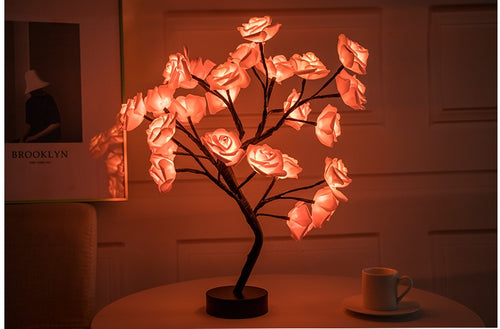 Load image into Gallery viewer, Rose Flower Lamp USB Battery Operated LED Table Lamp Bonsai Tree Night Lights Garland Bedroom Decoration Lights Home Decor
