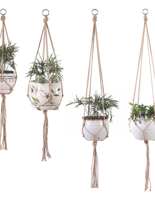 Load image into Gallery viewer, Hand-woven plant hanging basket cotton rope sling basket
