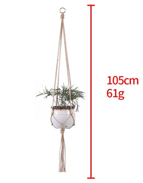 Load image into Gallery viewer, Hand-woven plant hanging basket cotton rope sling basket
