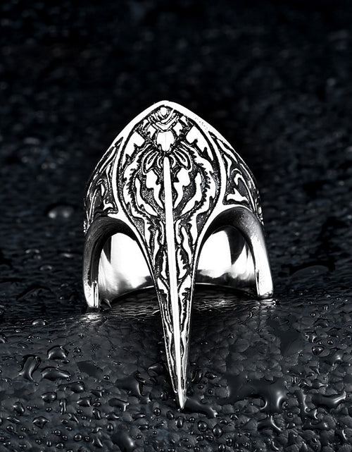 Load image into Gallery viewer, Nordic Amulet Jewelry Titanium Steel Carved Ring Raven Ring
