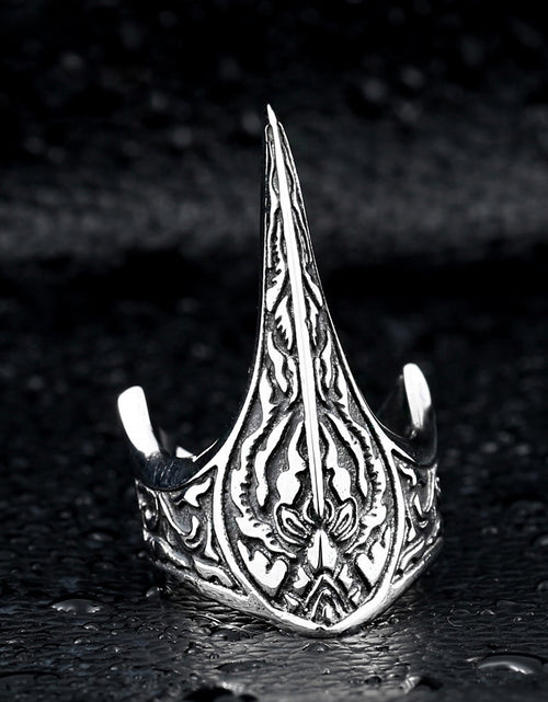 Load image into Gallery viewer, Nordic Amulet Jewelry Titanium Steel Carved Ring Raven Ring
