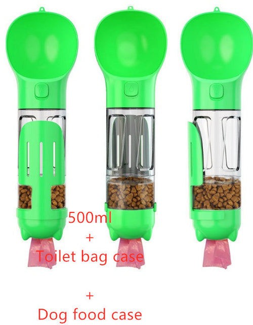 Load image into Gallery viewer, Pet Water Bottle Feeder Bowl Garbage Bag Storage Portable Pet Outdoor Travel 3 In 1 Dog Water Bottle
