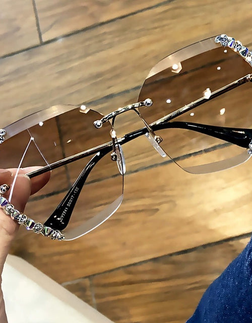 Load image into Gallery viewer, Rimless Sunglasses With Diamond-Studded Polygonal Sunglasses
