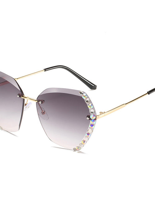 Load image into Gallery viewer, Rimless Sunglasses With Diamond-Studded Polygonal Sunglasses
