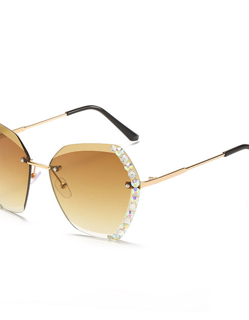 Load image into Gallery viewer, Rimless Sunglasses With Diamond-Studded Polygonal Sunglasses
