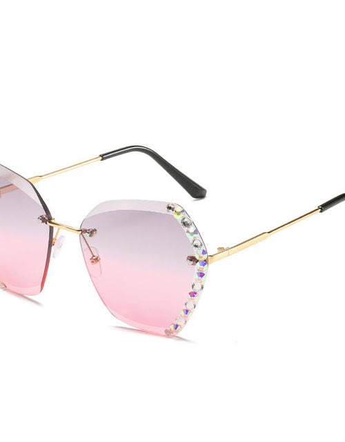 Load image into Gallery viewer, Rimless Sunglasses With Diamond-Studded Polygonal Sunglasses
