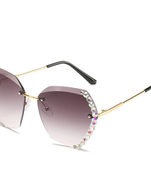 Load image into Gallery viewer, Rimless Sunglasses With Diamond-Studded Polygonal Sunglasses
