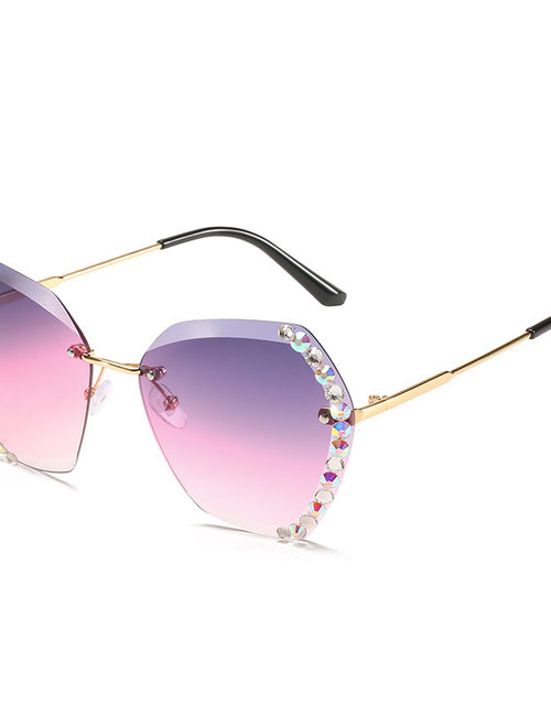 Load image into Gallery viewer, Rimless Sunglasses With Diamond-Studded Polygonal Sunglasses
