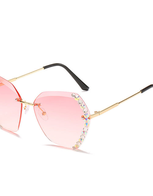 Load image into Gallery viewer, Rimless Sunglasses With Diamond-Studded Polygonal Sunglasses
