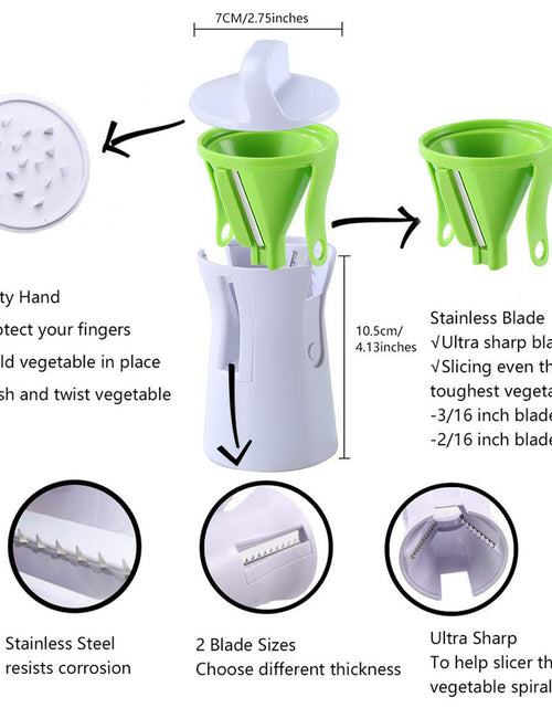 Load image into Gallery viewer, Portable screw machine vegetable slicer handheld screw machine peeler spiral slicer stainless steel potato spaghetti zucchini
