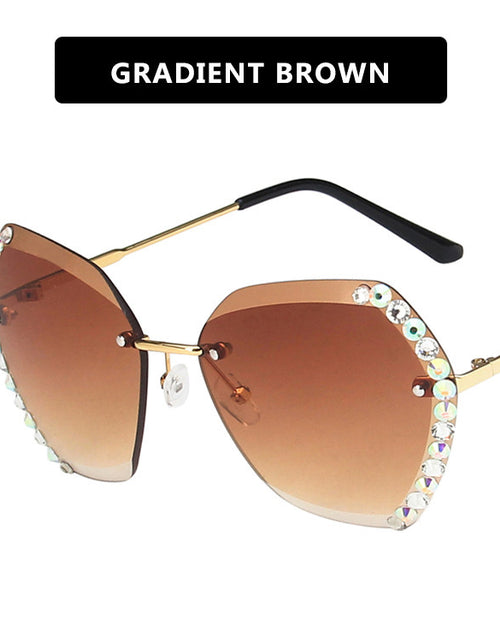 Load image into Gallery viewer, Rimless Sunglasses With Diamond-Studded Polygonal Sunglasses
