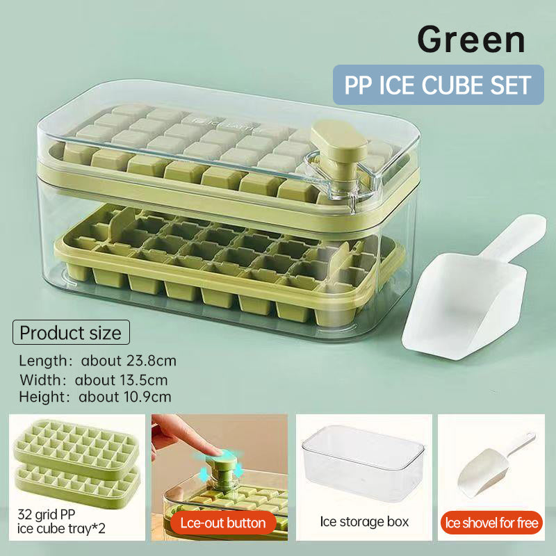 One-button Press Type Ice Mold Box Plastics Ice Cube Maker Ice Tray Mold With Storage Box With Lid Bar Kitchen Accessories