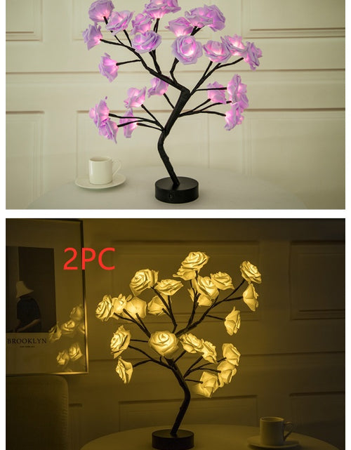 Load image into Gallery viewer, Rose Flower Lamp USB Battery Operated LED Table Lamp Bonsai Tree Night Lights Garland Bedroom Decoration Lights Home Decor
