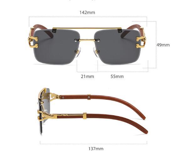 New Wood Pattern Leopard Head Sunglasses