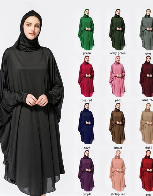 Load image into Gallery viewer, New muslim worship service bat robe with hijab
