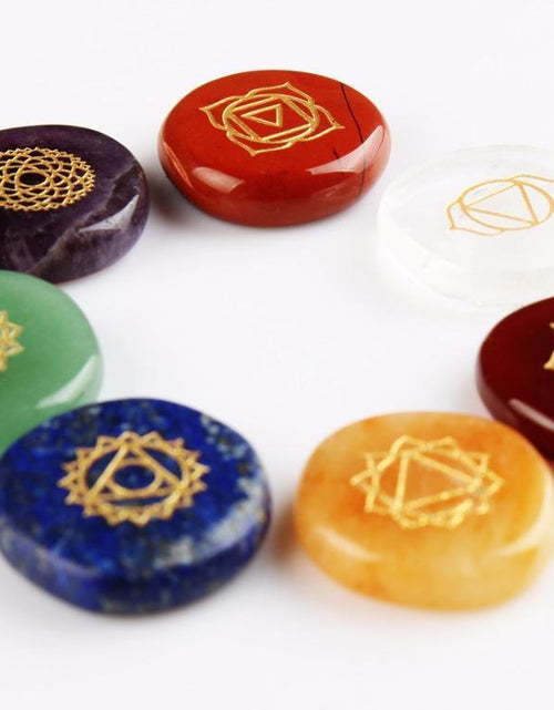 Load image into Gallery viewer, 7 Chakras Natural Pocket Palm Stones
