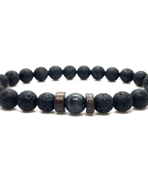 Load image into Gallery viewer, Personality Men&#39;s Black Volcanic Stone Bracelet
