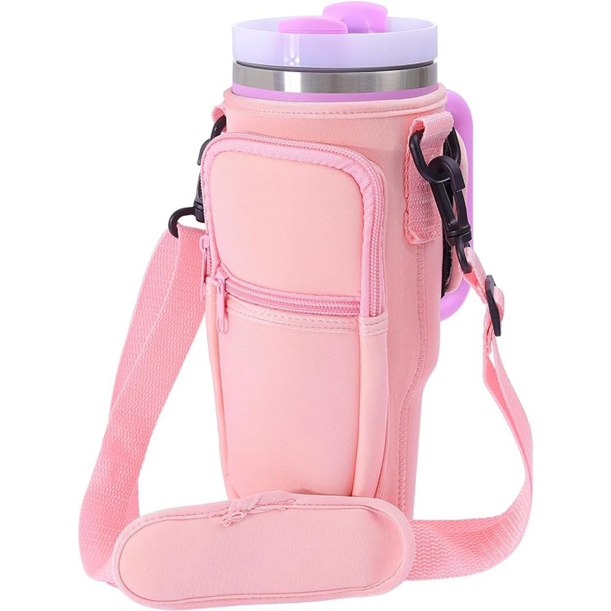 Water Bottle Carrier Bag Fit For 40oz Tumbler With Handle, Water Bottle Holder Bag With Adjustable Shoulder Strap  For Hiking Travelling Camping