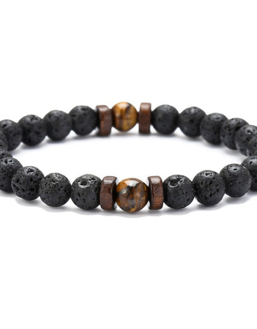 Load image into Gallery viewer, Personality Men&#39;s Black Volcanic Stone Bracelet
