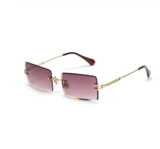 Rimless Rectangle Sunglasses Square Fashion Hip-hop Sunglasses Tide Ins Retro Street Beat Cut Edge Sunglasses