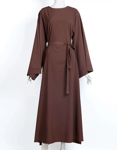 Load image into Gallery viewer, Solid Color Plus Size Lace-up Muslim Dress
