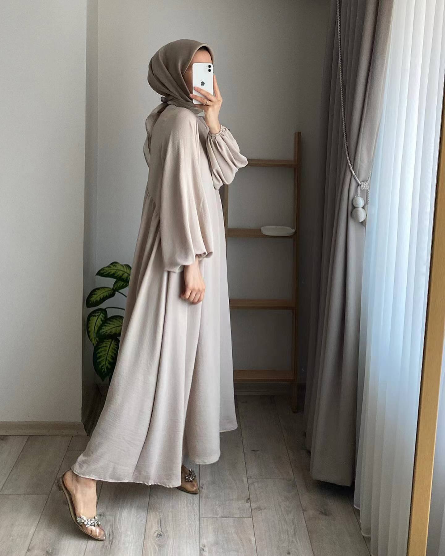 New Muslim Women's Wear Solid Color Elegant Fashion Loose Pullover Dress