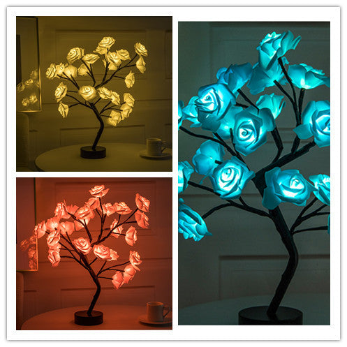 Load image into Gallery viewer, Rose Flower Lamp USB Battery Operated LED Table Lamp Bonsai Tree Night Lights Garland Bedroom Decoration Lights Home Decor
