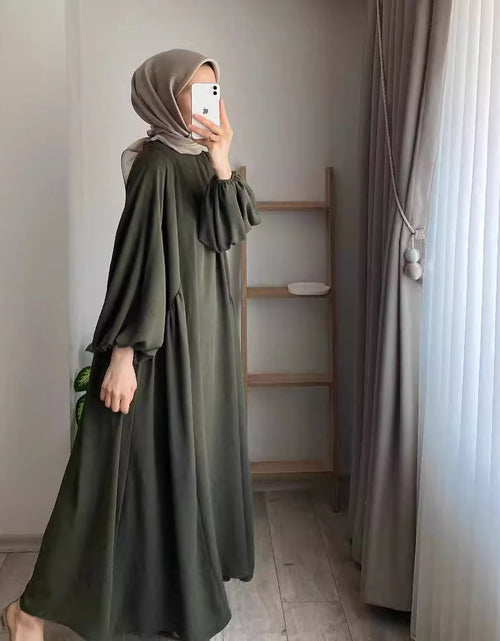 Load image into Gallery viewer, New Muslim Women&#39;s Wear Solid Color Elegant Fashion Loose Pullover Dress
