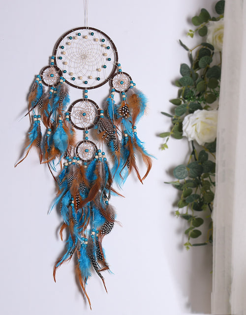 Load image into Gallery viewer, Five Rings Dream Catcher Feather Pendant Fashion Home Wind Chime
