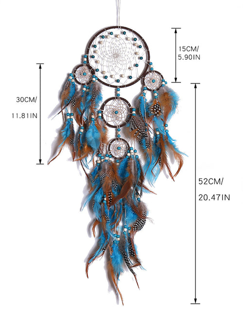 Load image into Gallery viewer, Five Rings Dream Catcher Feather Pendant Fashion Home Wind Chime
