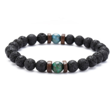 Load image into Gallery viewer, Personality Men&#39;s Black Volcanic Stone Bracelet
