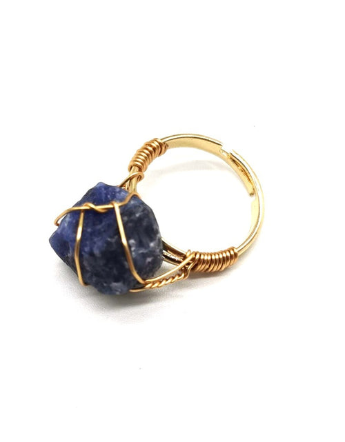 Load image into Gallery viewer, Personality Hand Wrapped Rough Stone Agate Ring
