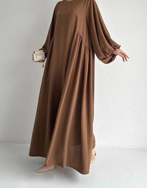 Load image into Gallery viewer, New Muslim Women&#39;s Wear Solid Color Elegant Fashion Loose Pullover Dress
