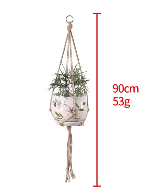 Load image into Gallery viewer, Hand-woven plant hanging basket cotton rope sling basket
