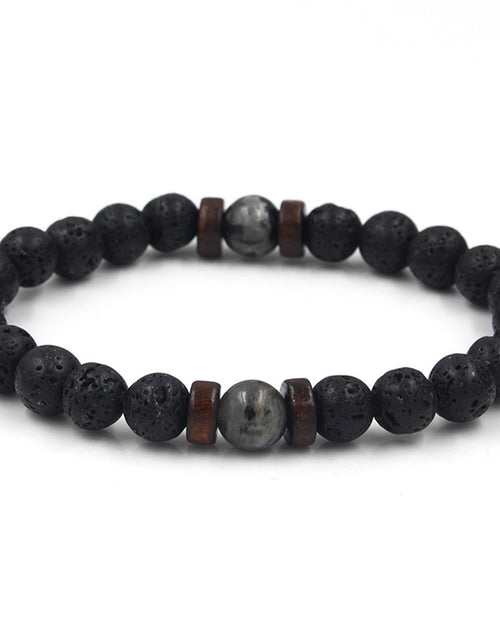 Load image into Gallery viewer, Personality Men&#39;s Black Volcanic Stone Bracelet
