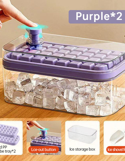 Load image into Gallery viewer, One-button Press Type Ice Mold Box Plastics Ice Cube Maker Ice Tray Mold With Storage Box With Lid Bar Kitchen Accessories
