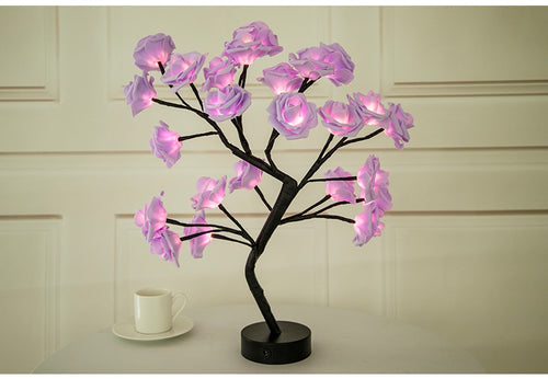 Load image into Gallery viewer, Rose Flower Lamp USB Battery Operated LED Table Lamp Bonsai Tree Night Lights Garland Bedroom Decoration Lights Home Decor
