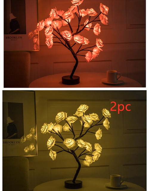 Load image into Gallery viewer, Rose Flower Lamp USB Battery Operated LED Table Lamp Bonsai Tree Night Lights Garland Bedroom Decoration Lights Home Decor
