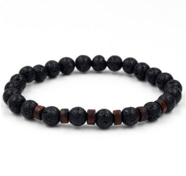 Load image into Gallery viewer, Personality Men&#39;s Black Volcanic Stone Bracelet
