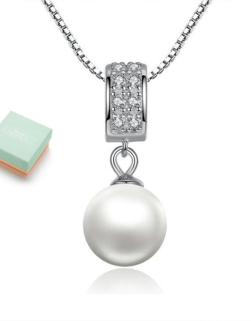 Load image into Gallery viewer, 925 Sterling Silver Simulated Pearl Pendant Necklace Long Chain Necklace Jewelry Wedding Necklace
