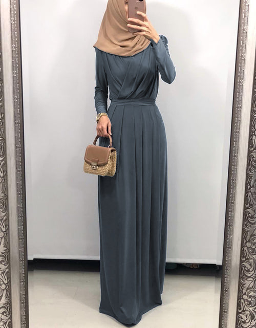 Load image into Gallery viewer, Women&#39;s Solid Color Middle Eastern Muslim Long Dress
