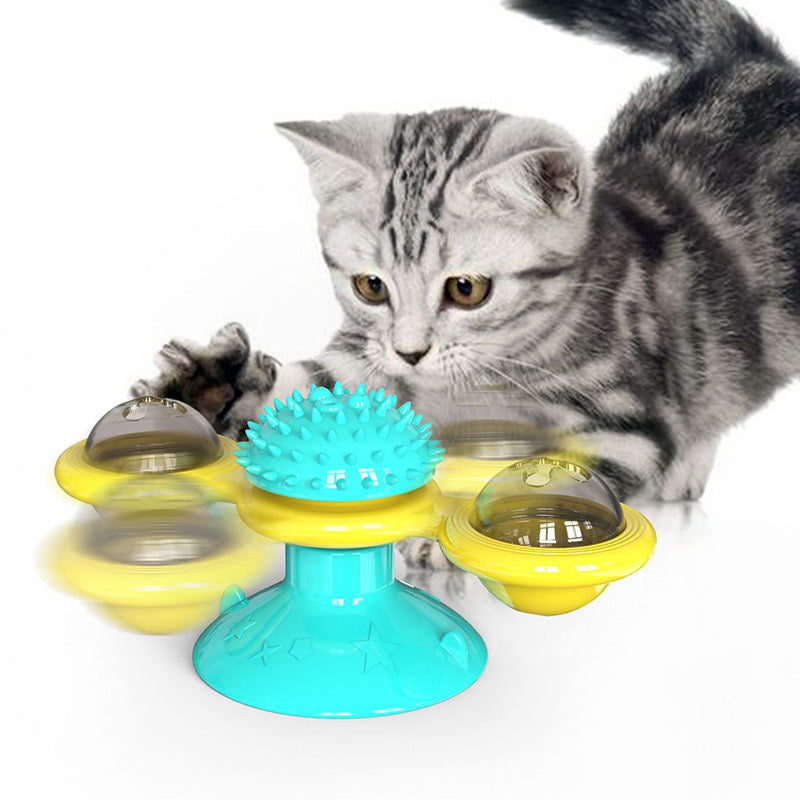 Cat Rotating Windmill Multi-Function Toys Itch Scratching Device Teeth Shining Toy